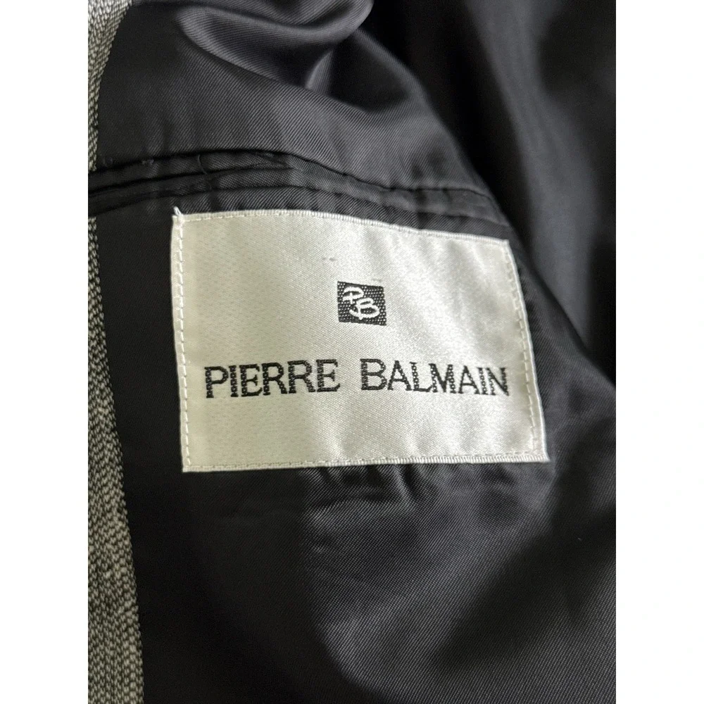 Pierre Balmain Blazer Mens 38L Gray 100% Silk Herringbone Two Button Sport Coat